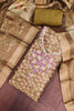 Elegant Brown Shimmer Linen Printed Salwar Suit with Hand Work and Dupatta for Women