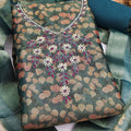 Graceful Teal Green Shimmer Linen Printed Salwar Suit with Hand Work and Dupatta