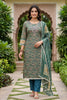 Graceful Teal Green Shimmer Linen Printed Salwar Suit with Hand Work and Dupatta