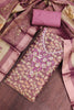 Lovely Mauve Shimmer Linen Printed Salwar Suit with Hand Work and Dupatta