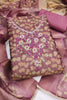 Lovely Mauve Shimmer Linen Printed Salwar Suit with Hand Work and Dupatta