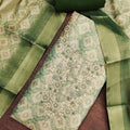 Premium Sea Green Shimmer Linen Printed Salwar Suit with Hand Work and Dupatta