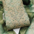 Premium Sea Green Shimmer Linen Printed Salwar Suit with Hand Work and Dupatta
