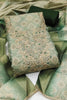 Premium Sea Green Shimmer Linen Printed Salwar Suit with Hand Work and Dupatta