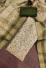 Amazing Beige Shimmer Linen Printed Salwar Suit with Hand Work and Dupatta