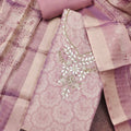 Adorable Pink Shimmer Linen Printed Salwar Suit with Hand Work and Dupatta