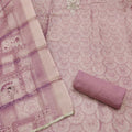 Adorable Pink Shimmer Linen Printed Salwar Suit with Hand Work and Dupatta