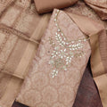 Stunning Pink Shimmer Line Printed Salwar Suit with Hand Work Dupatta