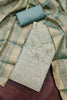 Elegant Mint Green Shimmer Linen Printed Salwar Suit Hand Work Dupatta