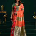 Premium Orange Soft Silk Woven Jari Designer Saree for Women