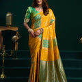 Stunning Mustard Yellow Soft Silk Woven Jari Designer Saree for Women