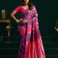 Adorable Purple Soft Silk Woven Jari Designer Saree for Women
