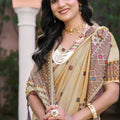 Stunning Beige Assam Silk Woven Designer Saree