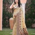 Stunning Beige Assam Silk Woven Designer Saree