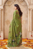 Grateful Olive Green Jute Linen Weaving Lotus Butti Designer Saree
