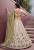 Elegant Off-White and Olive Green Silk Heavy Embroidered Designer Lehenga Choli with Dupatta