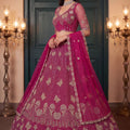 Elegant Rani Pink Heavy Net Embroidered Designer Lehenga Choli with Dupatta for Women