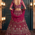 Elegant Rani Pink Heavy Net Embroidered Designer Lehenga Choli with Dupatta for Women