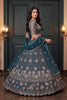 Stylish Teal Blue Heavy Net Embroidered Designer Lehenga Choli with Dupatta for Women