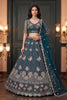 Stylish Teal Blue Heavy Net Embroidered Designer Lehenga Choli with Dupatta for Women