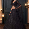 Glorious Black Heavy Net Embroidered Designer Lehenga Choli with Dupatta for Women