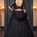 Glorious Black Heavy Net Embroidered Designer Lehenga Choli with Dupatta for Women
