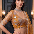 Gorgeous Rust Orange Heavy Net Embroidered Designer Lehenga Choli with Dupatta for Women
