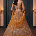 Gorgeous Rust Orange Heavy Net Embroidered Designer Lehenga Choli with Dupatta for Women