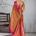 Premium Orange Silk Woven Saree with Zari Border for Women