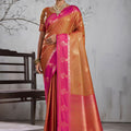 Premium Orange Silk Woven Saree with Zari Border for Women