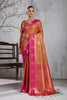 Premium Orange Silk Woven Saree with Zari Border for Women