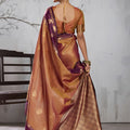 Adorable Brown Silk Woven Saree with Zari Border for Women