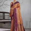 Adorable Brown Silk Woven Saree with Zari Border for Women