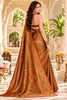 Amazing Brown Satin Tissue Woven Jari Designer Saree for Women