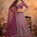 Stunning Wine Net Heavy Embroidered Designer Lehenga Choli with Dupatta for Women