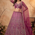 Stunning Wine Net Heavy Embroidered Designer Lehenga Choli with Dupatta for Women