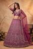 Stunning Wine Net Heavy Embroidered Designer Lehenga Choli with Dupatta for Women