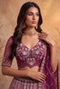 Stunning Wine Net Heavy Embroidered Designer Lehenga Choli with Dupatta for Women
