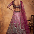 Stunning Wine Net Heavy Embroidered Designer Lehenga Choli with Dupatta for Women