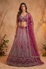Stunning Wine Net Heavy Embroidered Designer Lehenga Choli with Dupatta for Women