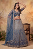Stunning Navy Blue Net Heavy Embroidered Designer Lehenga Choli with Dupatta for Women