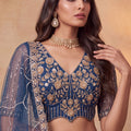 Stunning Navy Blue Net Heavy Embroidered Designer Lehenga Choli with Dupatta for Women