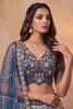 Stunning Navy Blue Net Heavy Embroidered Designer Lehenga Choli with Dupatta for Women