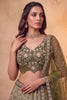Gorgeous Olive Green Net Heavy Embroidered Designer Lehenga Choli with Dupatta for Women