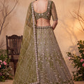 Gorgeous Olive Green Net Heavy Embroidered Designer Lehenga Choli with Dupatta for Women