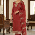 Radiant Rust Red PV Cotton Salwar Suit with Embroidery Work and Dupatta for Women