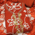 Striking Rust Orange PV Cotton Salwar Suit with Embroidery Work and Dupatta for Women
