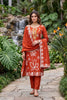 Striking Rust Orange PV Cotton Salwar Suit with Embroidery Work and Dupatta for Women