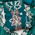 Opulent Teal Blue PV Cotton Salwar Suit with Embroidery Work and Dupatta for Women
