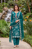 Opulent Teal Blue PV Cotton Salwar Suit with Embroidery Work and Dupatta for Women